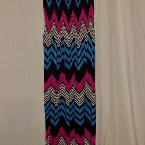 No Brand Chevron Maxi Dress in Pink, Blue, and Black